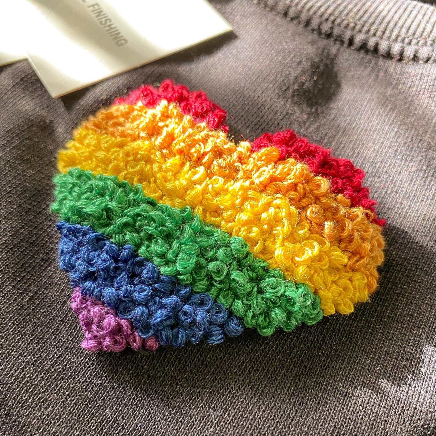 Love is Love Hand Embroidered Sweatshirt – Pride Pullover, Rainbow Heart 100% Cotton Sweatshirt, Vintage Anthracite Gray, Oversized Unisex