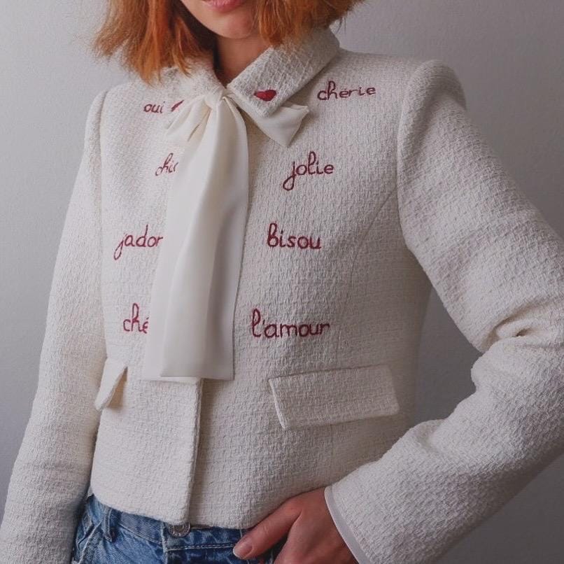 Am I French Yet? French Lover Hand Embroidered White Shirt – Parisian-Inspired Women’s Blouse, Recycled Polyester, Unique Gift