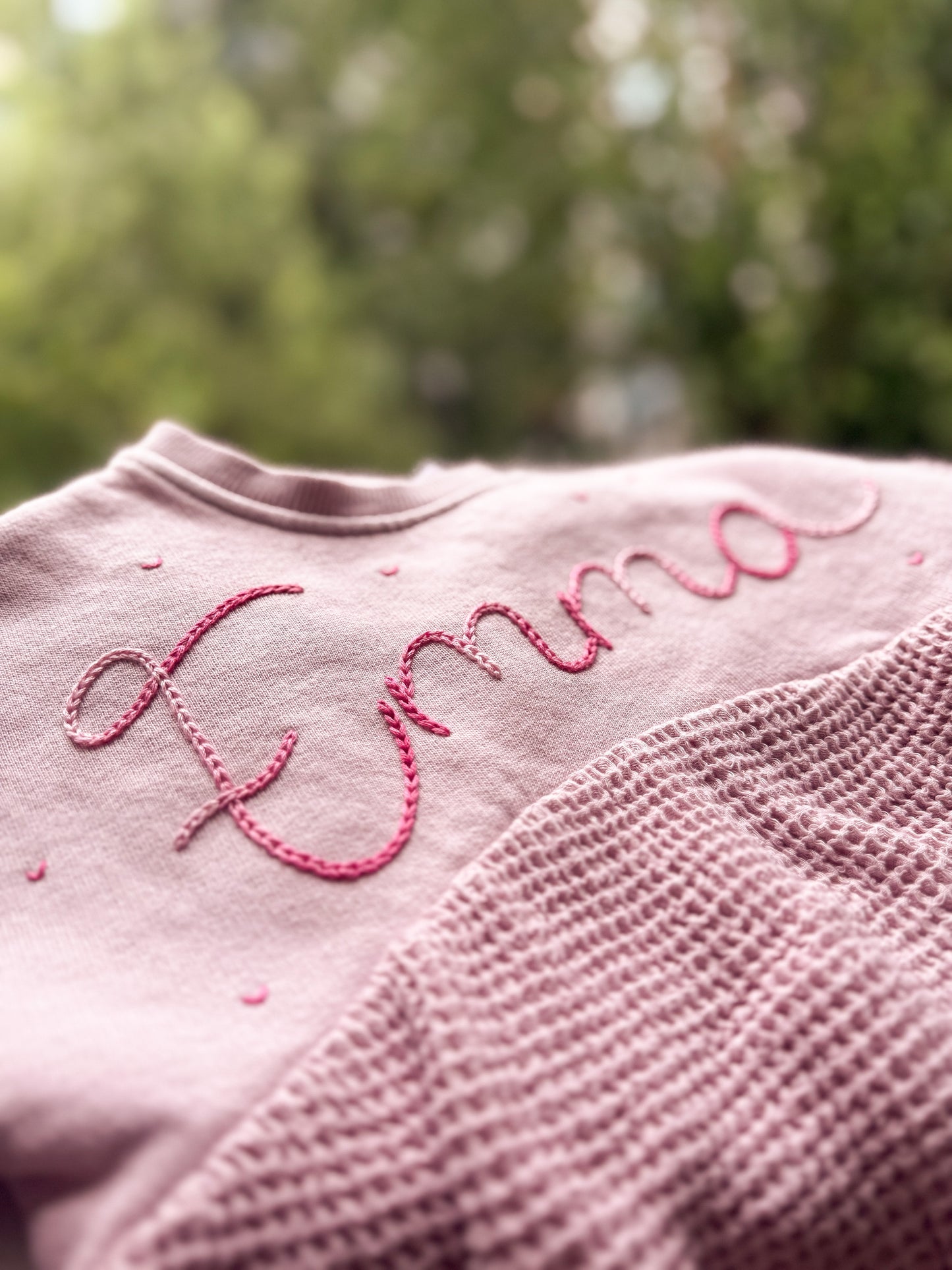 Custom Embroidered Toddler Dress – Personalized Name Dress for Girls, Pink Ruffle Waffle Knit Dress, Handmade Toddler Gift